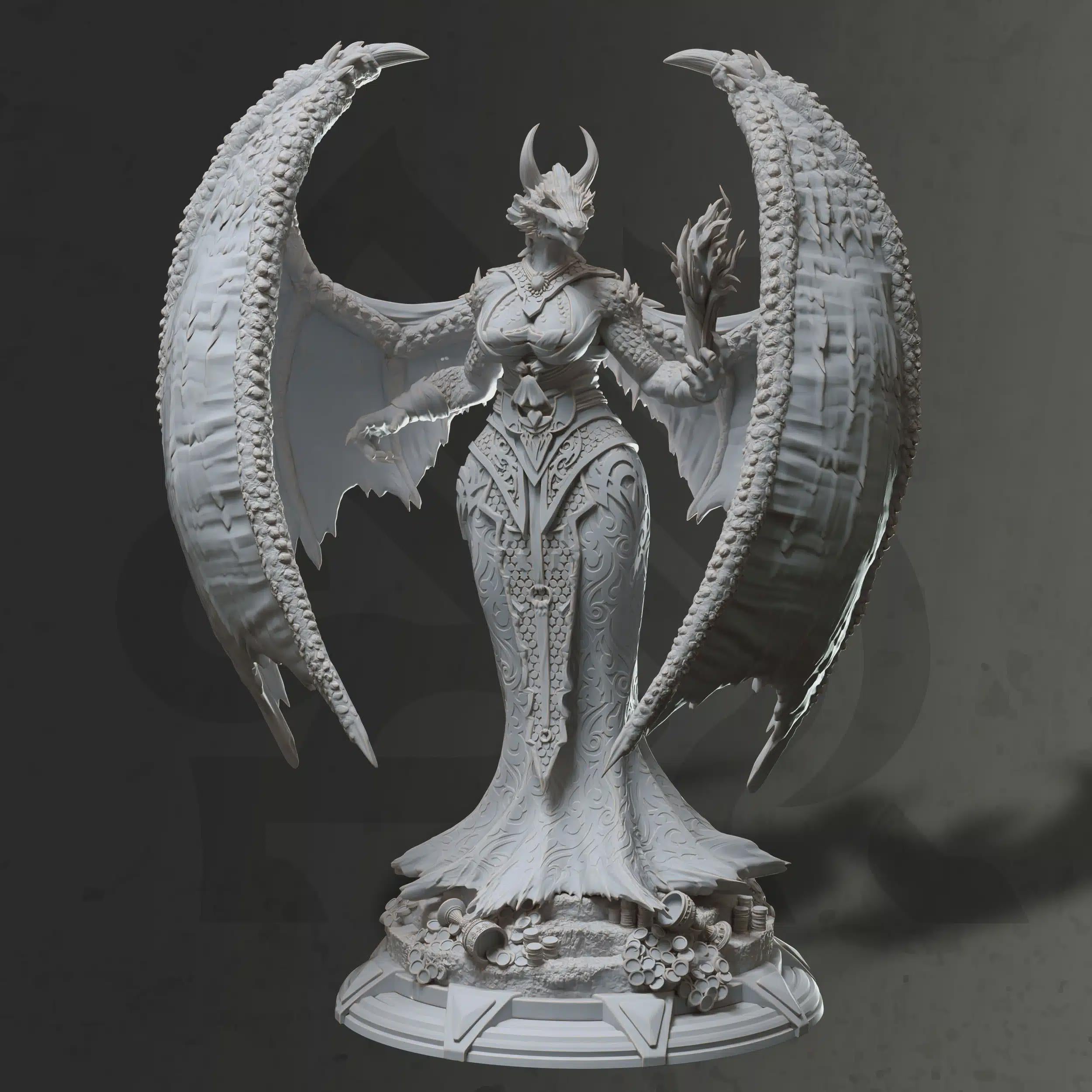 Female Dragonfolk Warlock Miniature - Tharvaya, Dragon Warlock - DM Stash