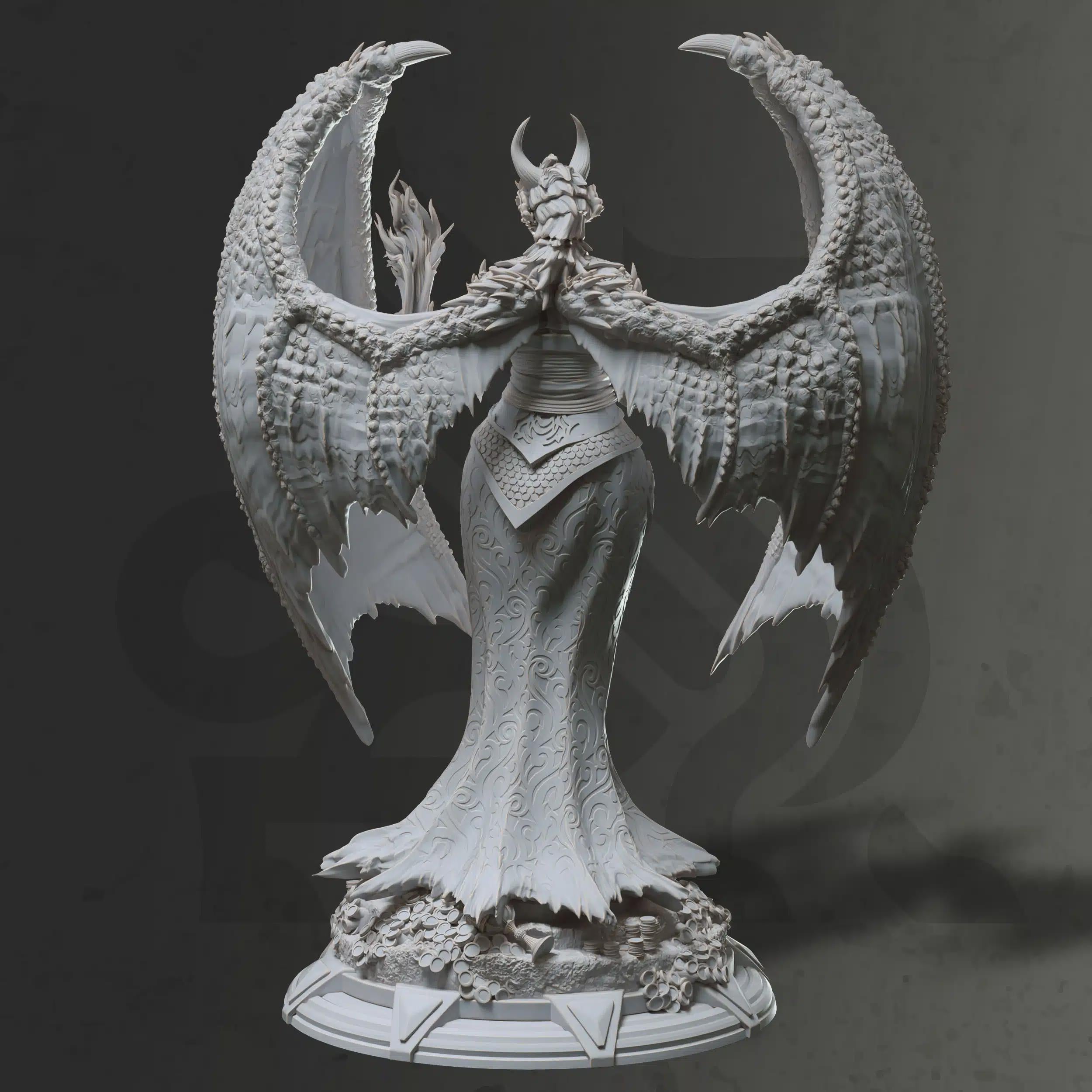 Female Dragonfolk Warlock Miniature - Tharvaya, Dragon Warlock - DM Stash