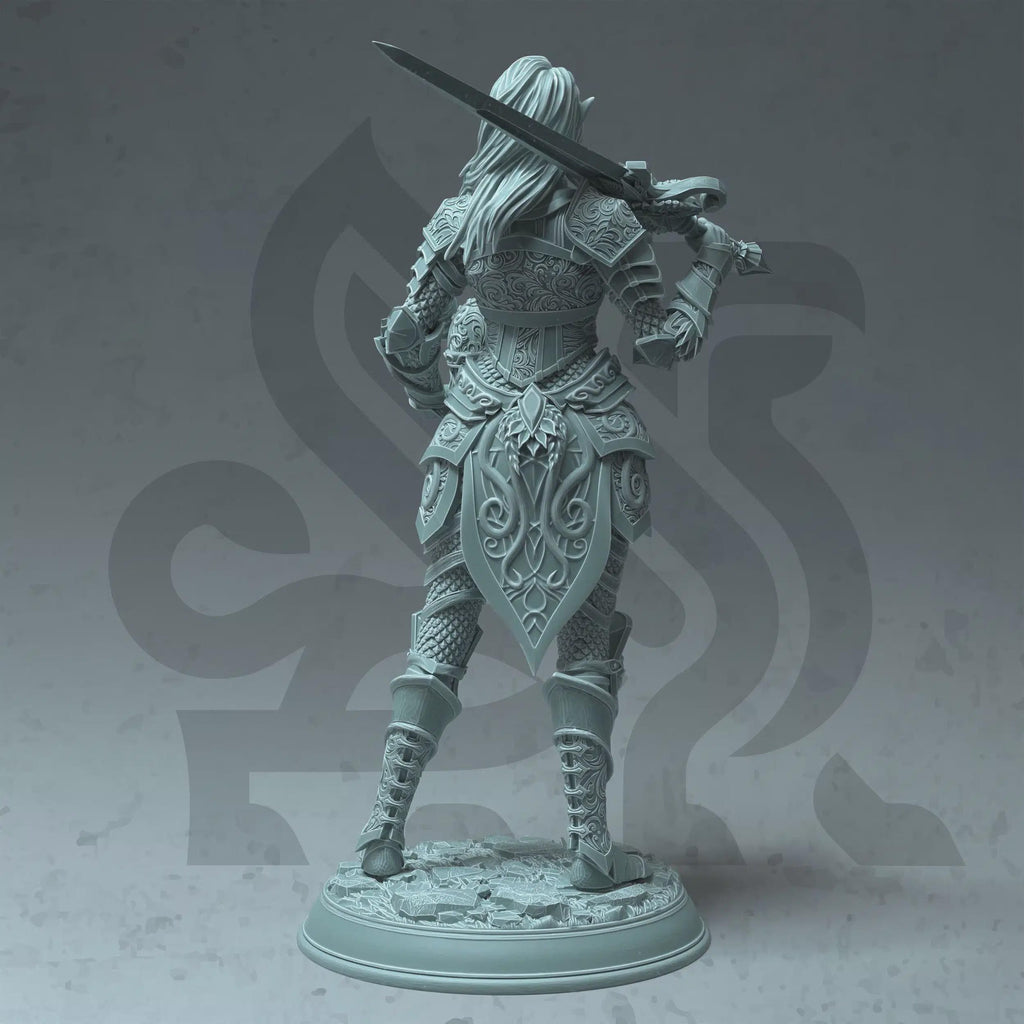 Elf Female Paladin Miniature - Celathyn, Nais ro Nan Thalias - DM Stash