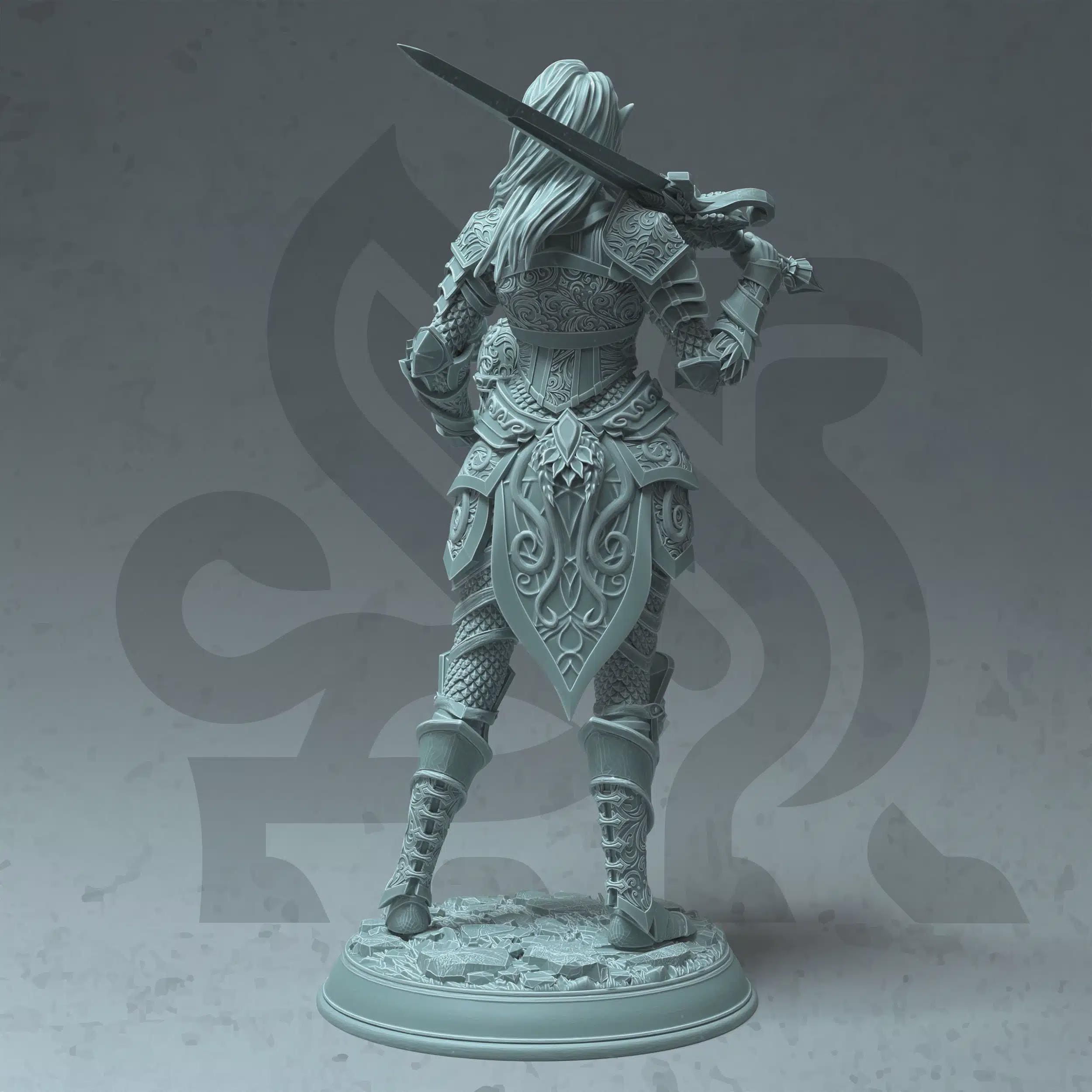 Elf Female Paladin Miniature - Celathyn, Nais ro Nan Thalias - DM Stash