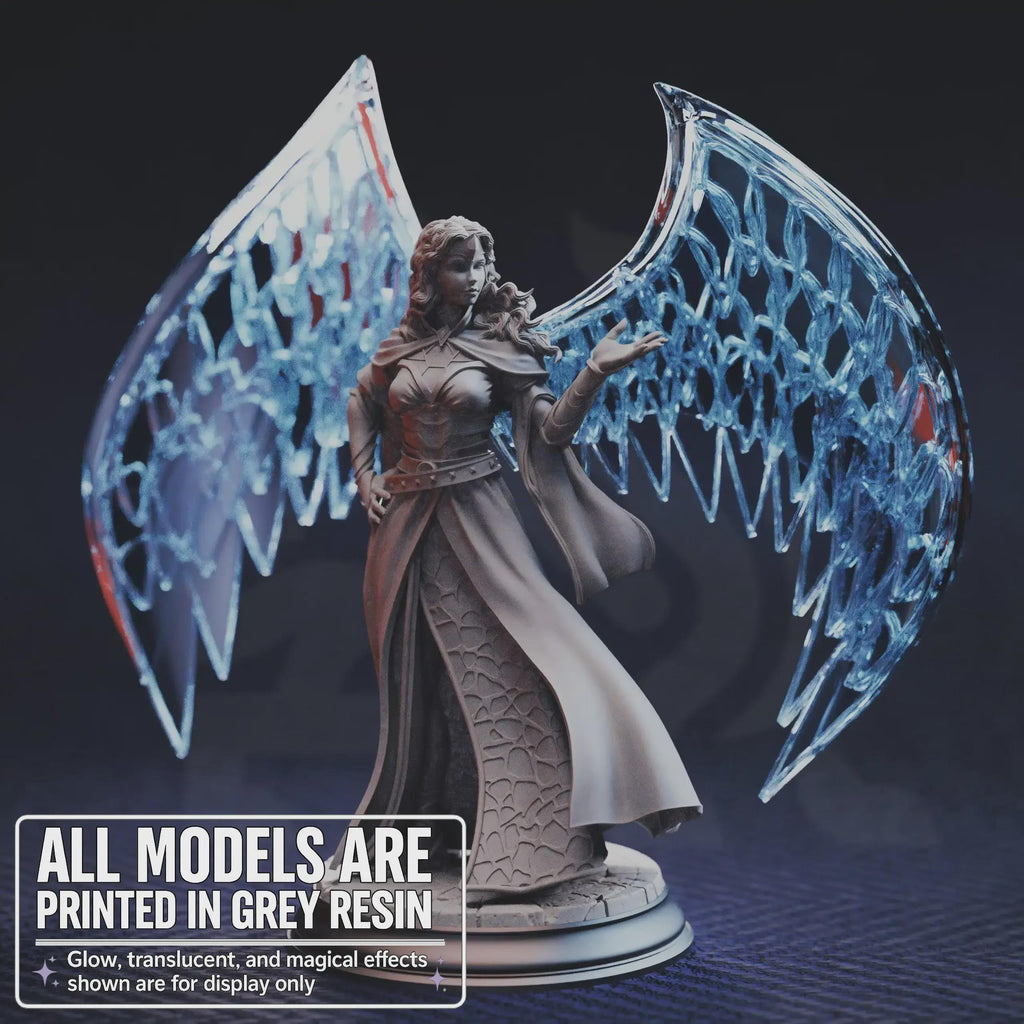 Female Celestial Elf Wizard Miniature - Vitria, Prismatic Angel - DM Stash