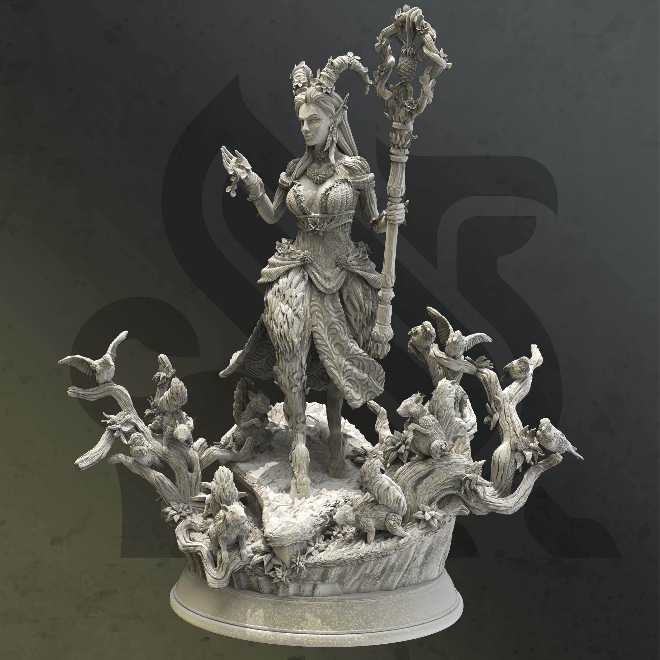 Female Fey Druid Miniature - Renmaeth, Custodian of the Body - DM Stash