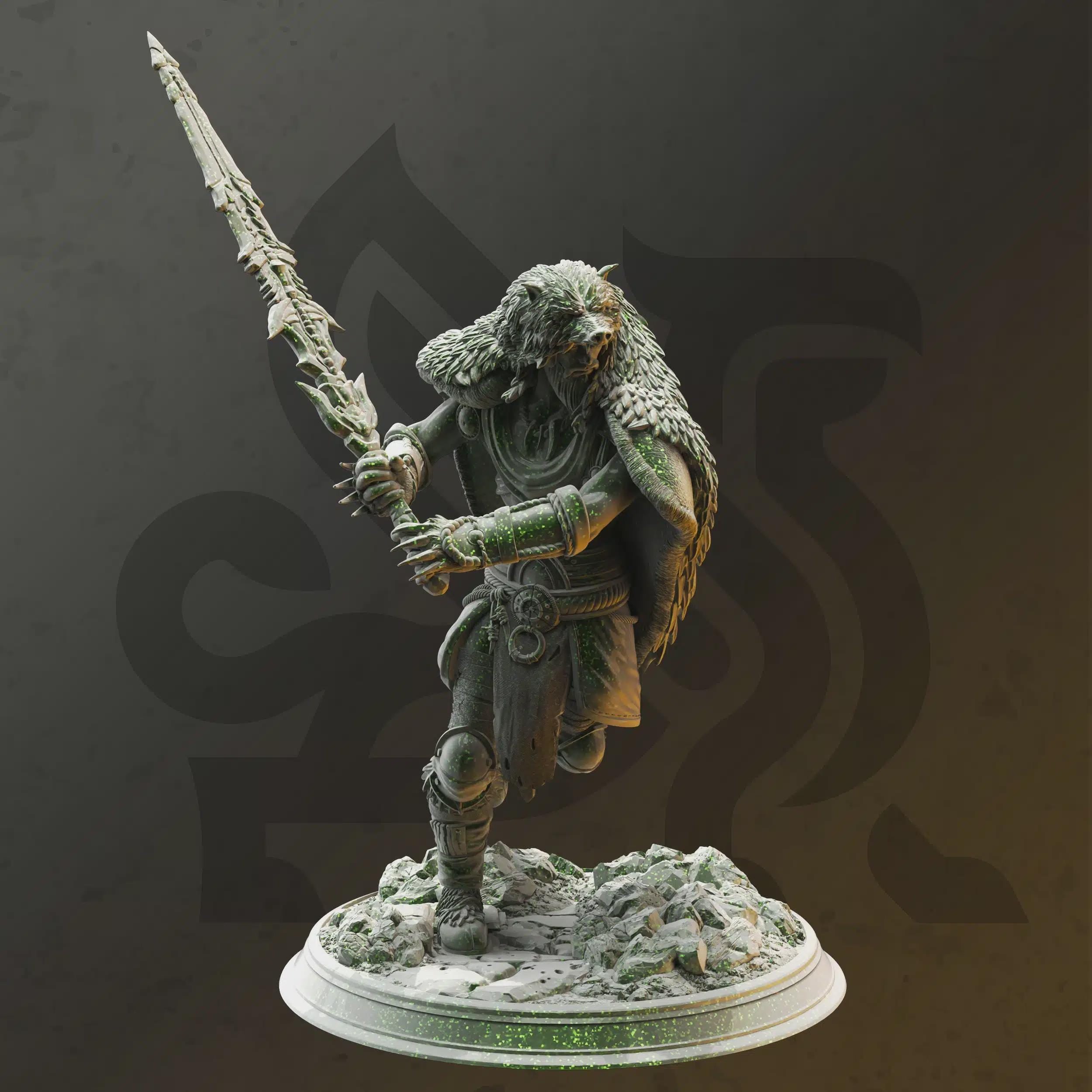 Human Barbarian Miniature - Aloxian, Warrior of the Groves - DM Stash