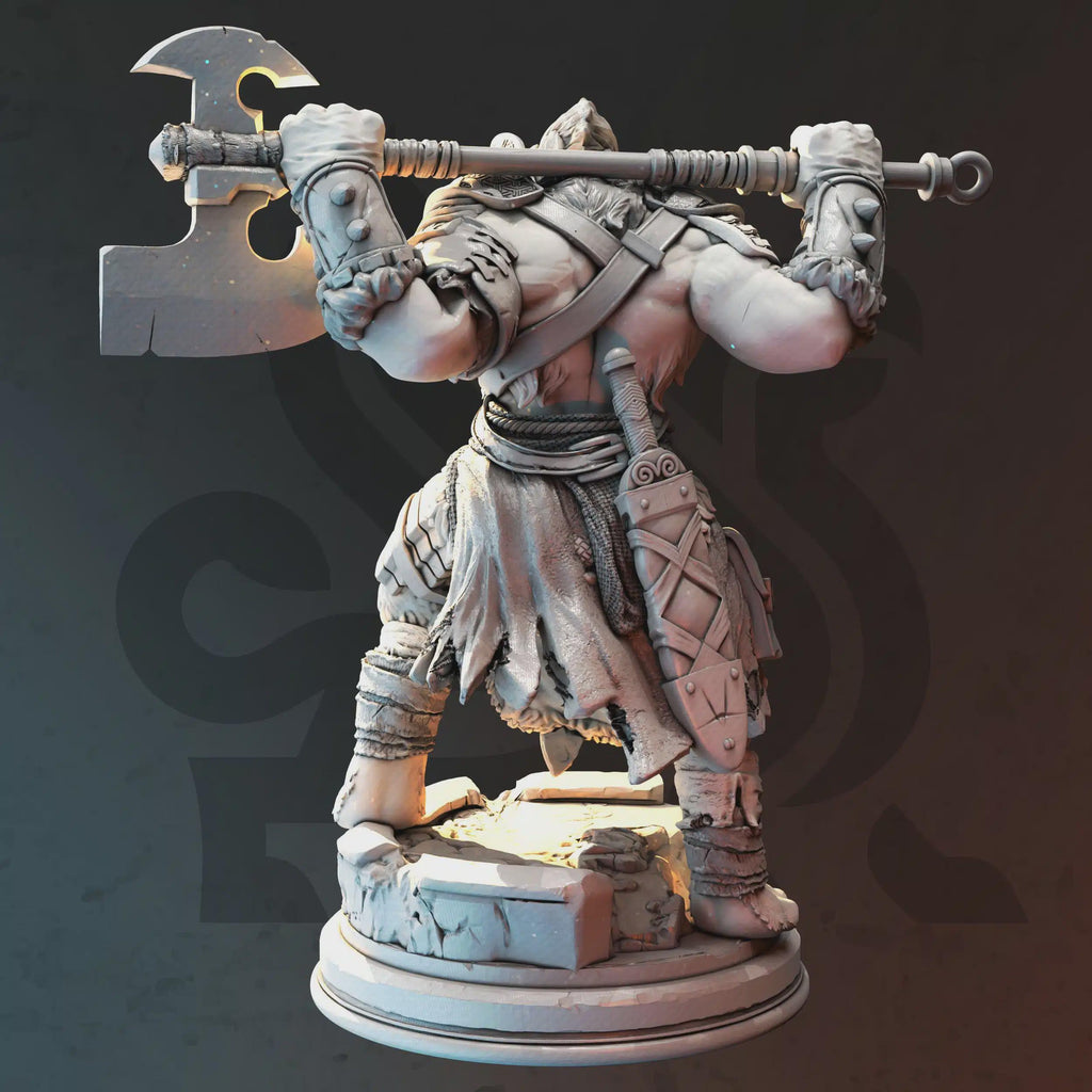 Beastfolk Barbarian Fighter Miniature - E’zeq’ial, Chosen of his Clan - DM Stash