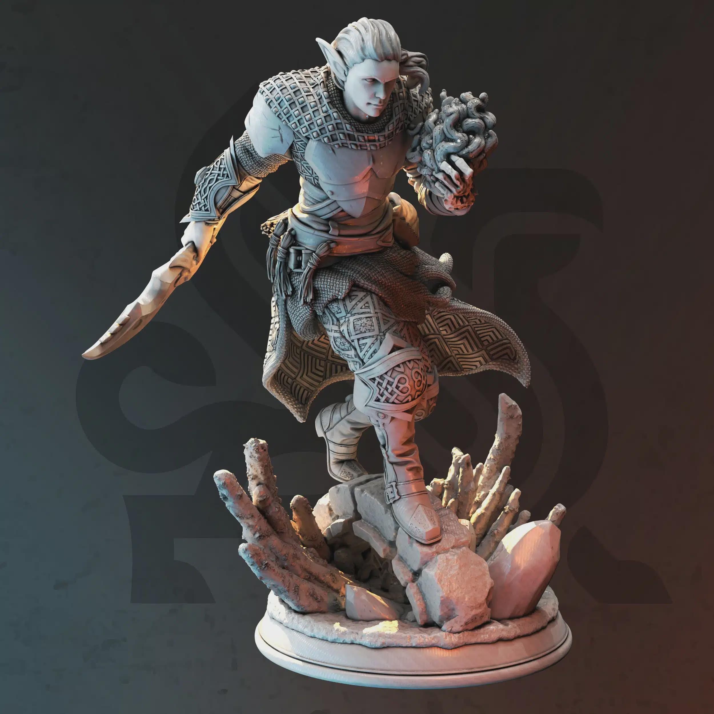 Drow Rogue Warlock Miniature - Cordon Blades, Dark Trickster - DM Stash