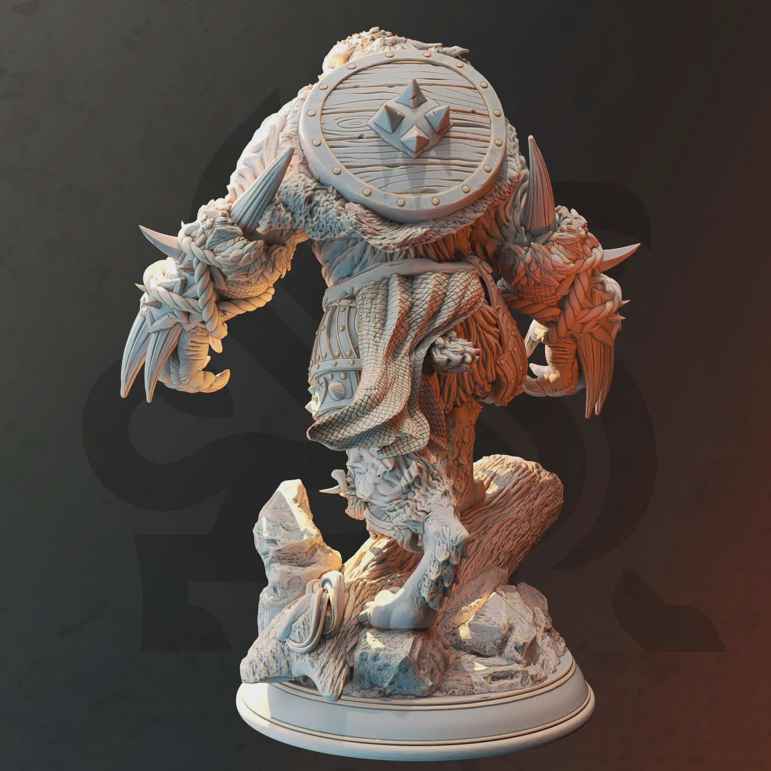 Female Beastfolk Barbarian Miniature - Hilda Bjornstain, Mother Bear (Werebear Form) - DM Stash