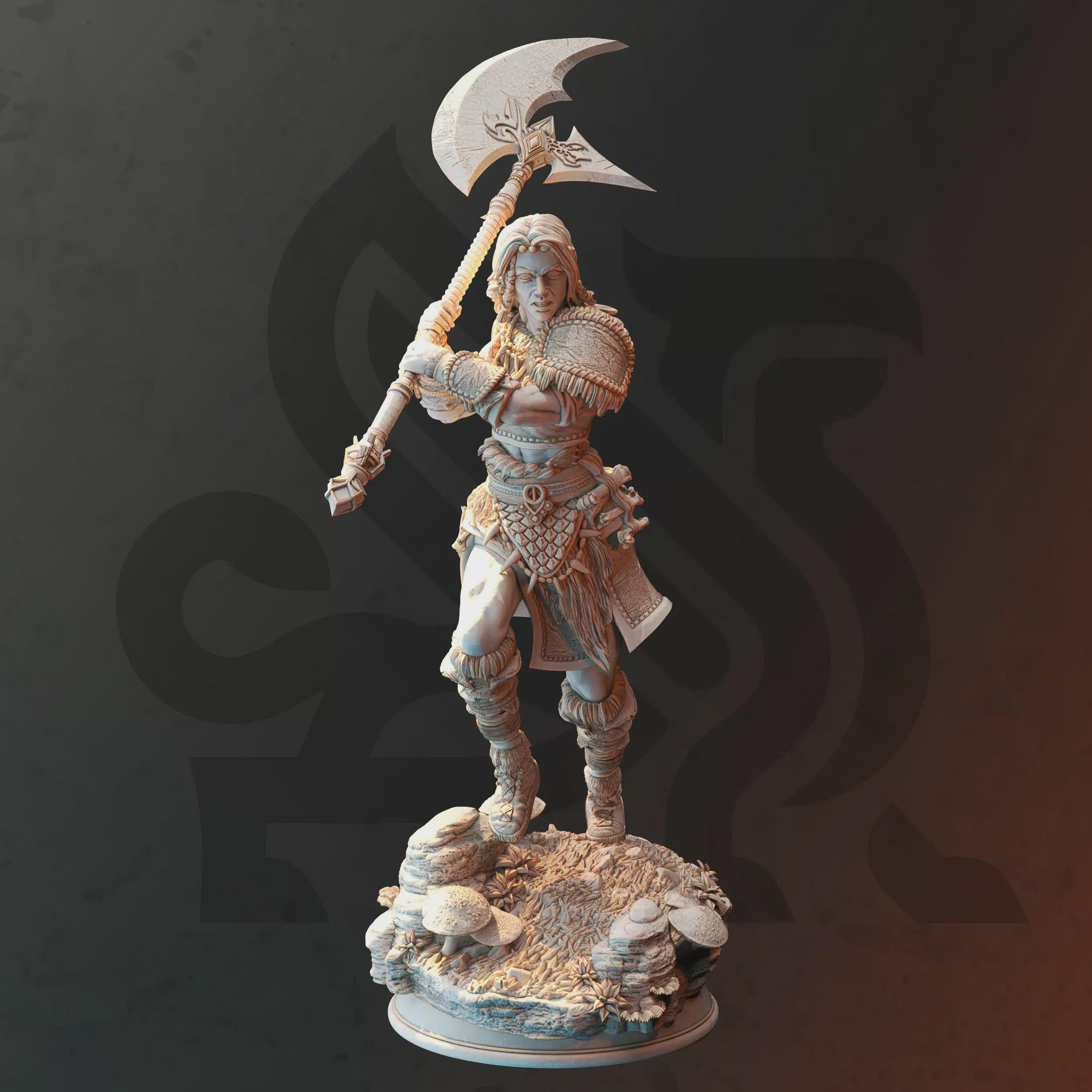 Human Female Barbarian Fighter Miniature - Ariana Grey, The Wolf Queen - DM Stash