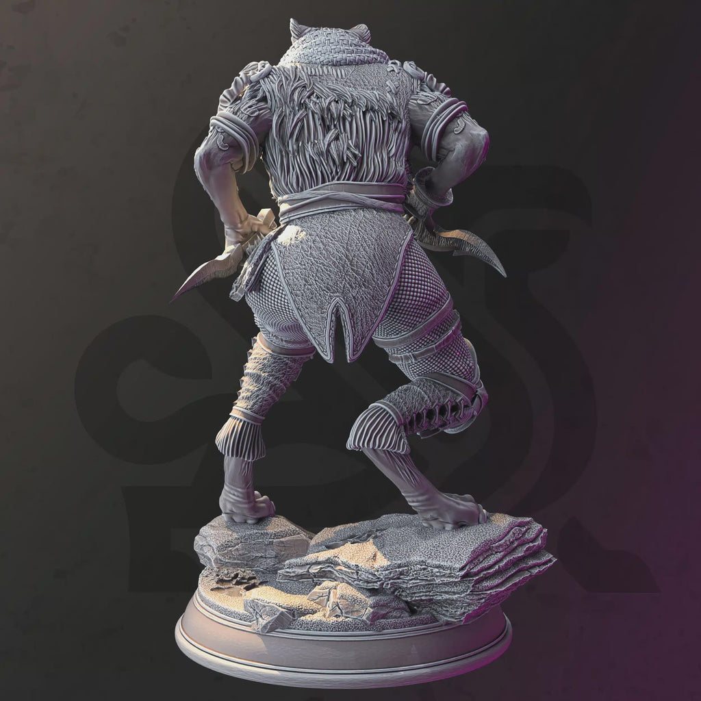 Beastfolk Female Rogue Miniature - Curatio Ounce, Snow Stalker - DM Stash