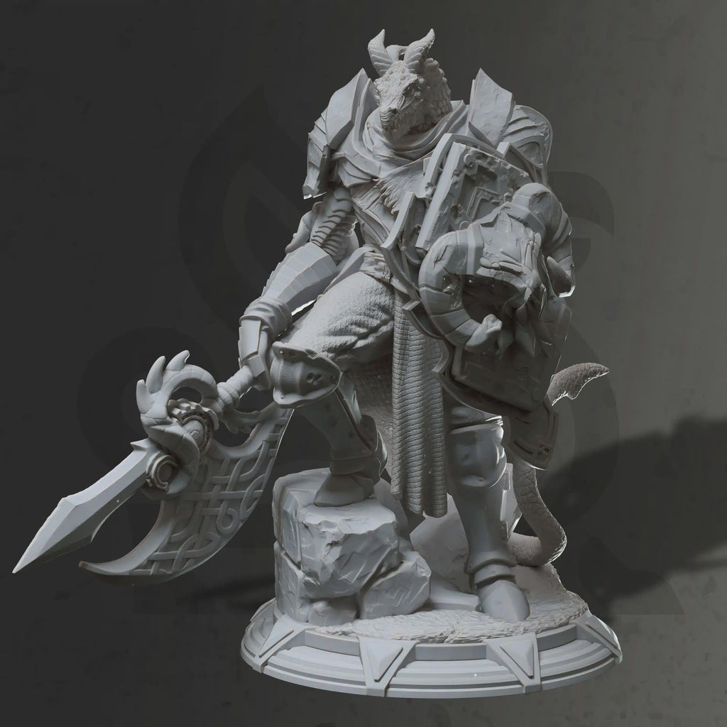 Dragonfolk Paladin Miniature - Tharvian, Dragon Knight - DM Stash