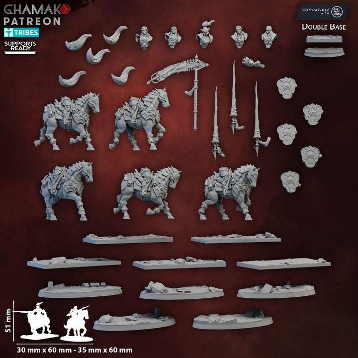 Blood Daughters Cavalry - Female Vampire Undead Miniatures - 5 Models - Ghamak